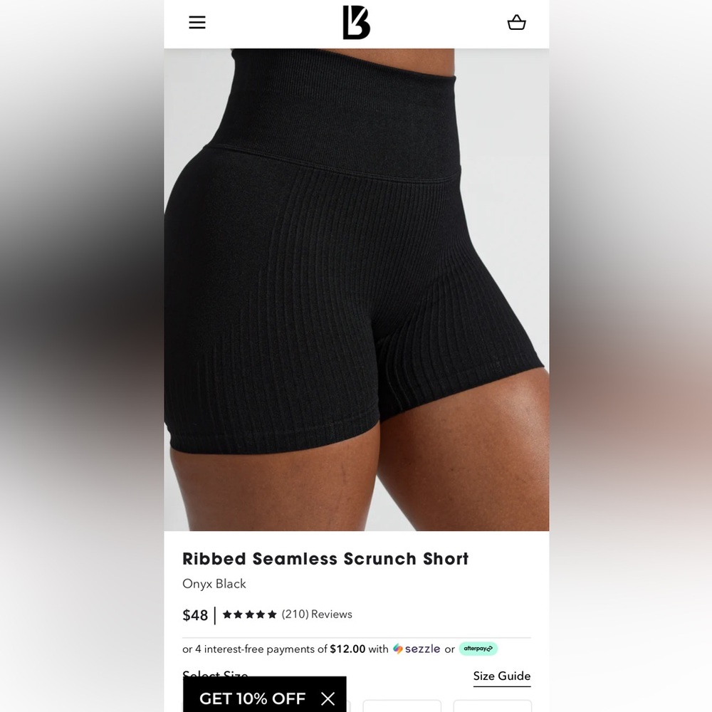 BUFF BUNNY RIBBED SCRUNCH BUTT SHORTS SIZE MEDIUM